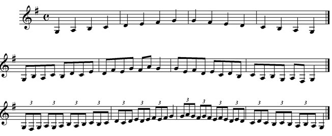 Dies sind Vorschläge für Tonleitervariationen Tonleitern